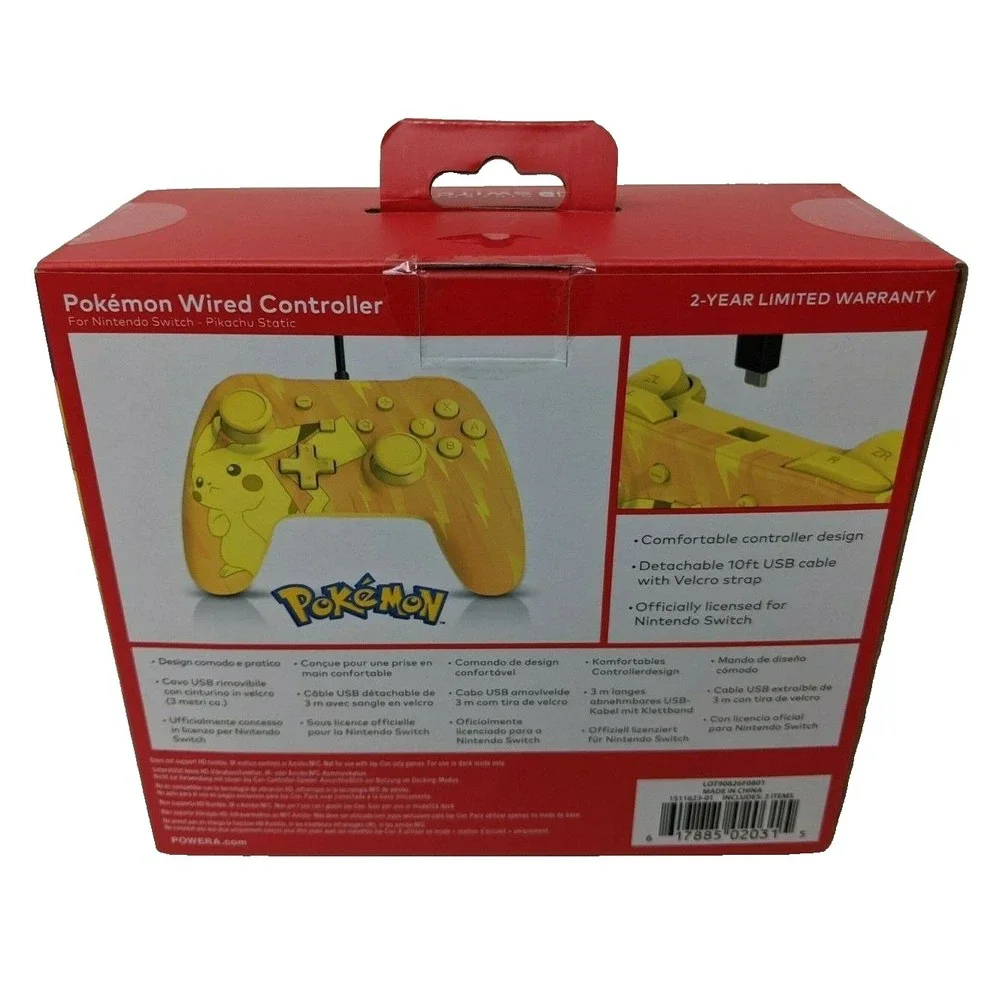 NIB Nintendo Switch Pokemon Wired Controller Yellow Pikachu‎ Static